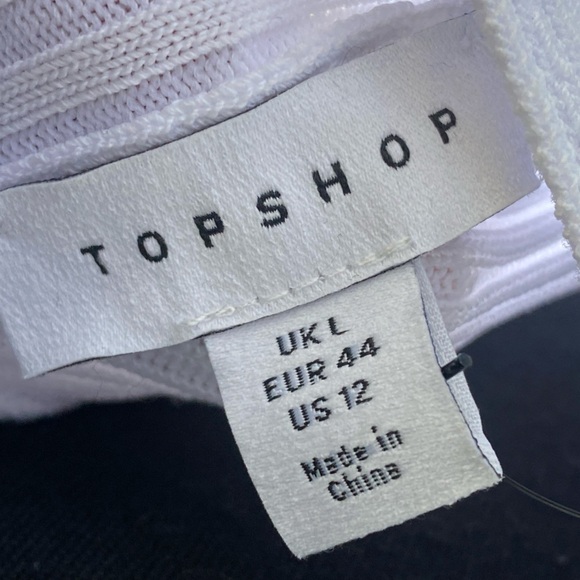 TOPSHOP White Ribbed Knit Tank Top Wide Straps Women’s Size Large NWT - Picture 2 of 7